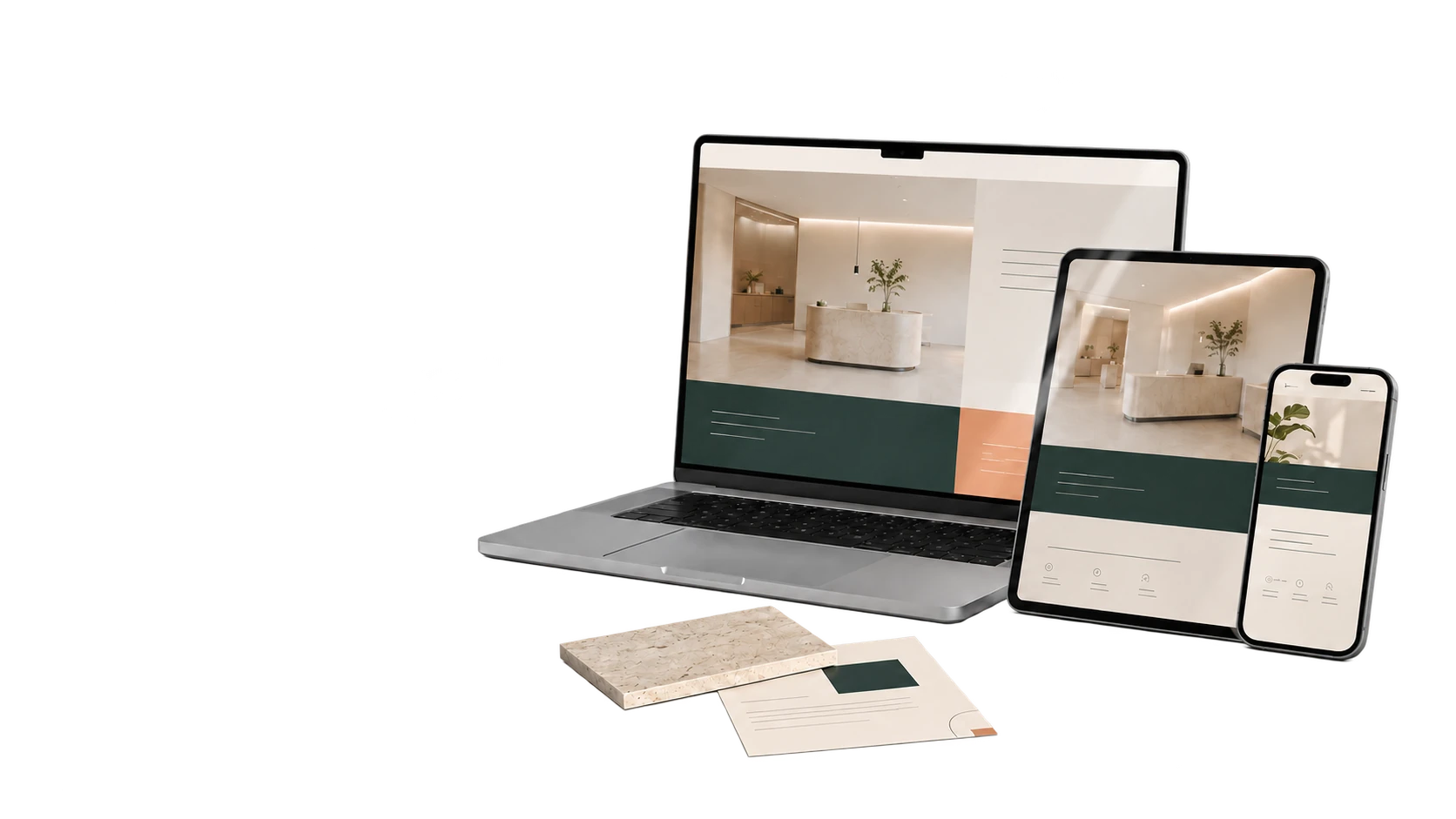 Eine individuell gestaltete Praxiswebsite auf Laptop, Tablet und Smartphone
